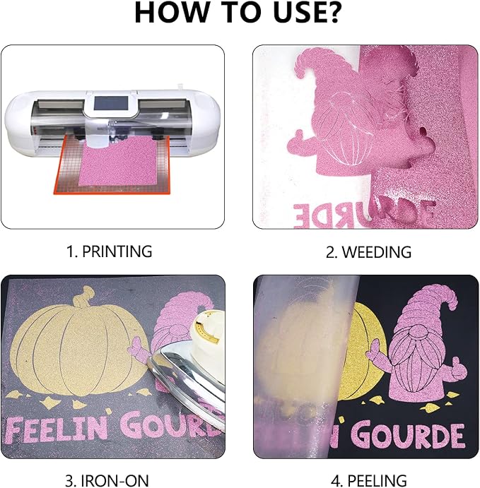 guangyintong Heat Transfer Vinyl Glitter Purple HTV Rolls, Glitter HTV Vinyl - Image 5
