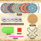 UPINS 8Pcs Mandala Diamond Art Painting Art Coasters Kits - Image 2