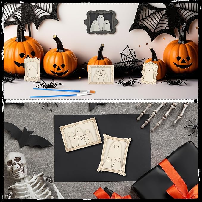 Simgoing 24 Set Wood Ghost DIY Frames Decorating Craft - Image 7