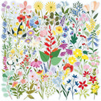50PCS Transparent Flora Scrapbook Stickers, Flower-F | Vintage Aesthetic Flowers - Image 2