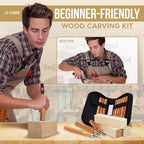 JJ CARE Wood Carving Kit, 10 Basswood Blocks, 1 Grinding Stone & Storage Case - Image 2