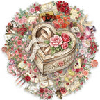 50PCS Vintage Rose Flower Stickers, Retro Love Letter Floral Decals, Waterproof - Image 5