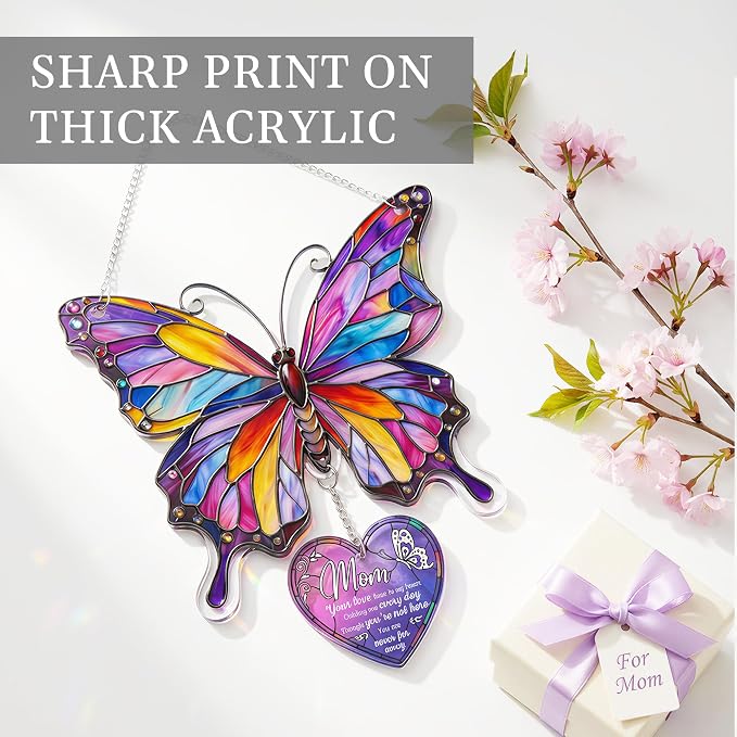 Memorial Gifts for Loss of Mom, Butterfly Mom Memorial Ornament, UV Printed - Image 2