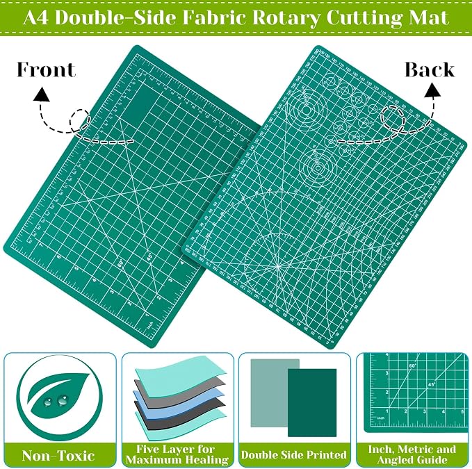 Rotary Cutter Set, Audab Self Healing Sewing Mats Rotary Cutter and Mat 45mm - Image 3