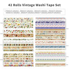 42 Rolls Vintage Washi Tape Set, Floral Letter Butterfly Mushroom Botanical - Image 2