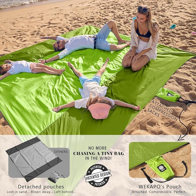 WEKAPO Beach Blanket Sandproof Waterproof, Extra Large Beach Mat, Oversized & - Image 2
