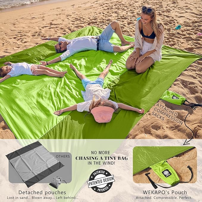 WEKAPO Beach Blanket Sandproof Waterproof, Extra Large Beach Mat, Oversized & - Image 3