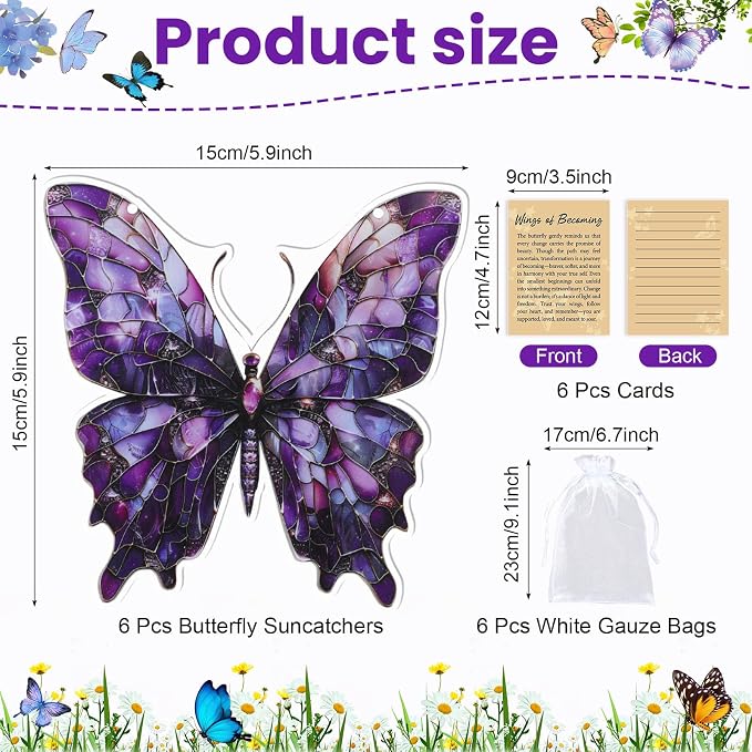 Butterfly Gifts for Women Colorful Acrylic Butterfly Suncatcher Ornament Faux - Image 2