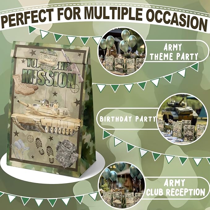 Army Party Favor Bags – 24 Pcs Camouflage Gift Bags - Image 4