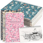 12 Pack Sketch Book, 5.5 x 8.5 Inch Sketchbook, 68lb/100gsm Top Spiral Bound by Prudiut