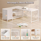 PRAISUN 53" L Shaped Desk with Power Outlets & USB-C Port, Reversible Computer - Image 8