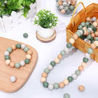 Whaline 240 Pcs Sage Green Beige Wood Beads Natural Color Round Loose Beads - Image 4