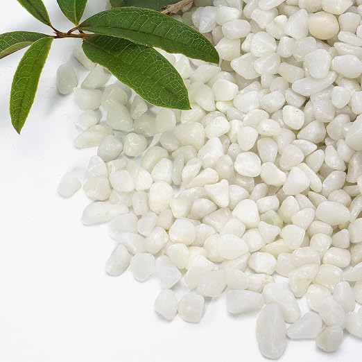 2.2 lb Natural Polished White Pebbles, 3/8 Inch Decorative White Rocks by RUOJAS