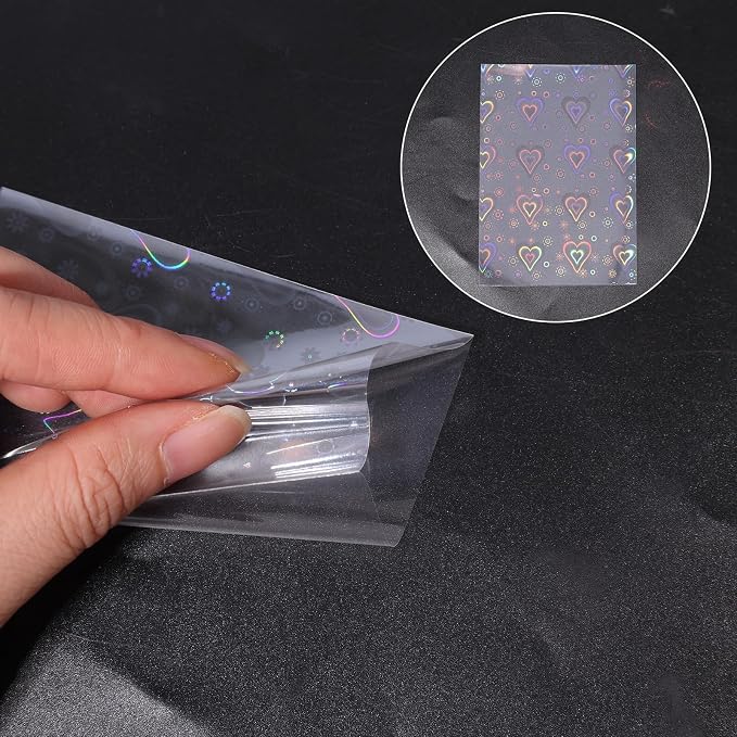 100pcs Photocard Sleeves, 3.58x2.56 in Love Heart-Shape Laser Flashing Card - Image 4
