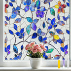 Countewol Colorful Leaf Static Cling Window Film Frosted Stained Glass Privacy by Countewolwindowfilm