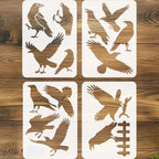4pcs Bird Stencil for Painting Crow Stencils for Crafts Reusable Street Art by beinkmake