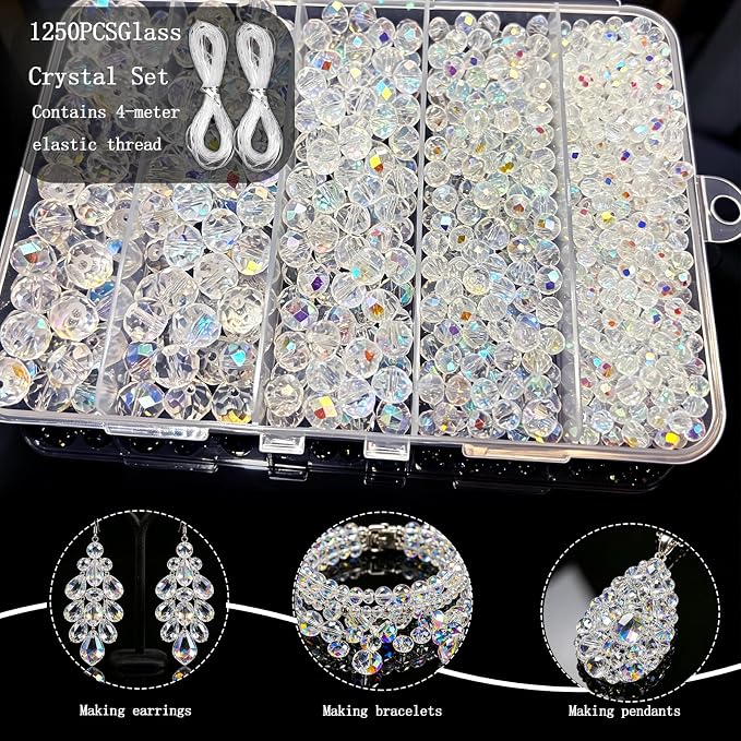 1250 PCS Beads for Jewelry Making Kit, Bracelet Making Beads Bulk Set - Image 2