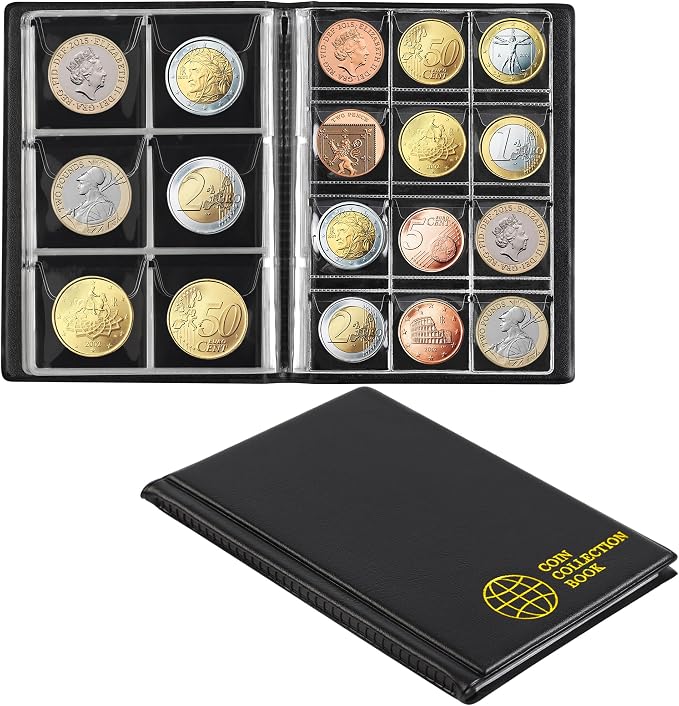 Coin Collection Book Holders for Collectors, 12 Mixed Pages 108 Pockets Coin by UnclePaul