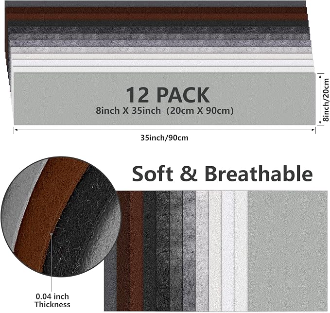 12 Rolls 8"x35" Large Stiff Felt Sheets, 1mm Felt Fabric Sheet - Image 3