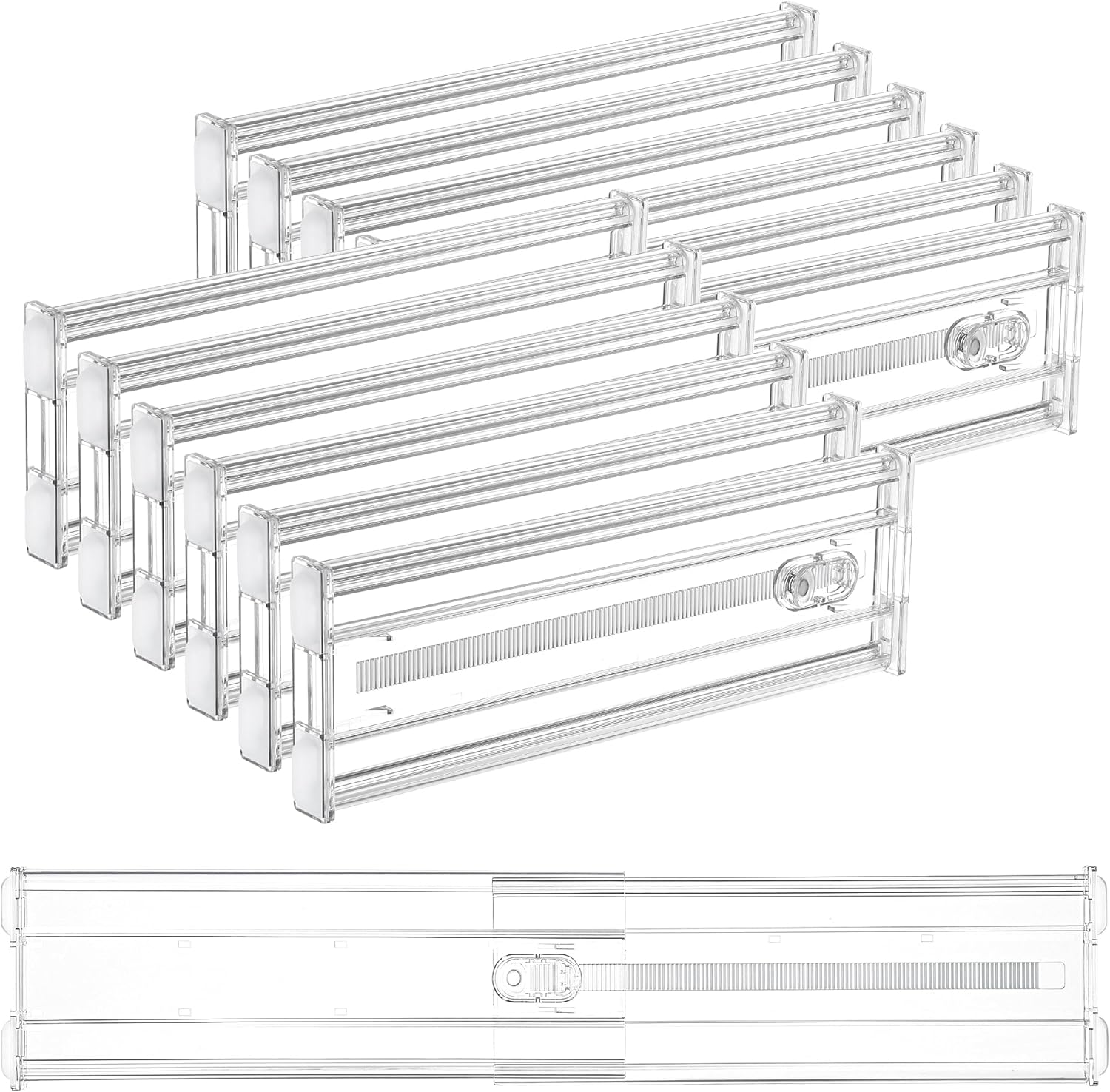 Vtopmart 12 Pack 4" Regular Upgrade Drawer Dividers for Clothes, 12.8"-22.3" Expandable Dresser Drawer Organizer, Clear Plastic Separators for Dresser, Baby Clothing, Underwear, Cosmetic, Toiletries
