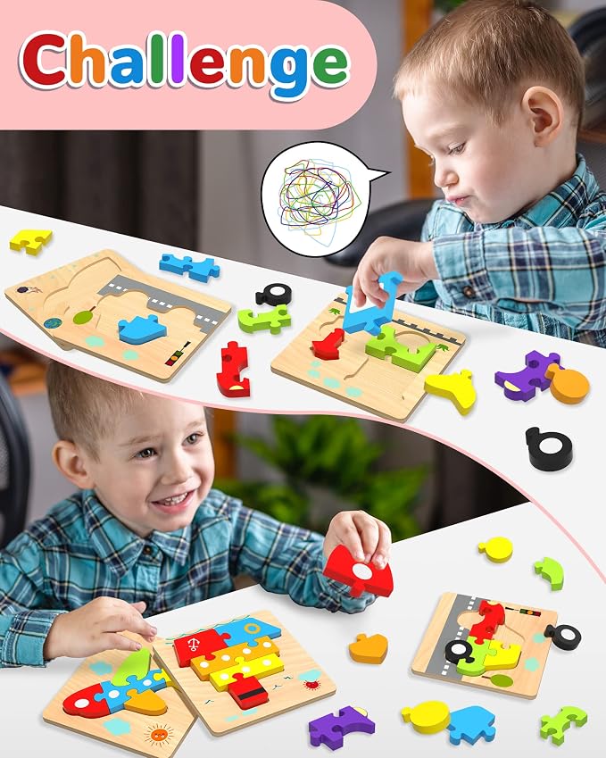 Yetonamr Wooden Toddler Puzzles Gifts Toys - Image 2