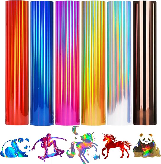 Holographic Heat Transfer Vinyl 6 Pack Holographic Iron on Vinyl by LUKGELYAMOFFICIAL