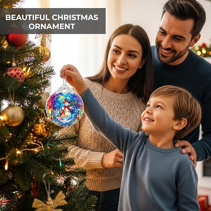 Christmas Ornaments 2025 Faux Stained Glass Effect, Christmas Tree Ornaments - Image 3