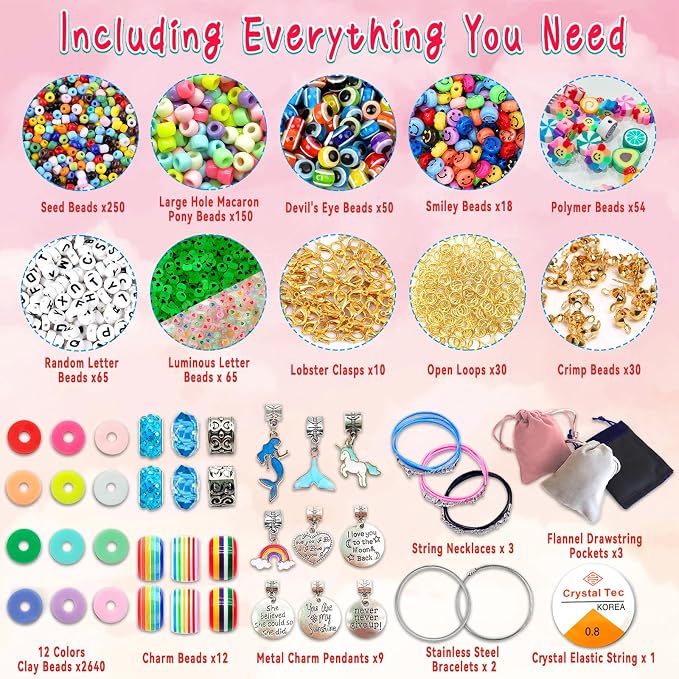 leitait Girls Toys Bracelet Making Kit -3400pcs Charm Jewelry Making Kit - Image 4
