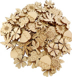 100 Pcs Unfinished Wooden Cutouts Mini Nature Shapes | DIY Craft Supplies - Image 2