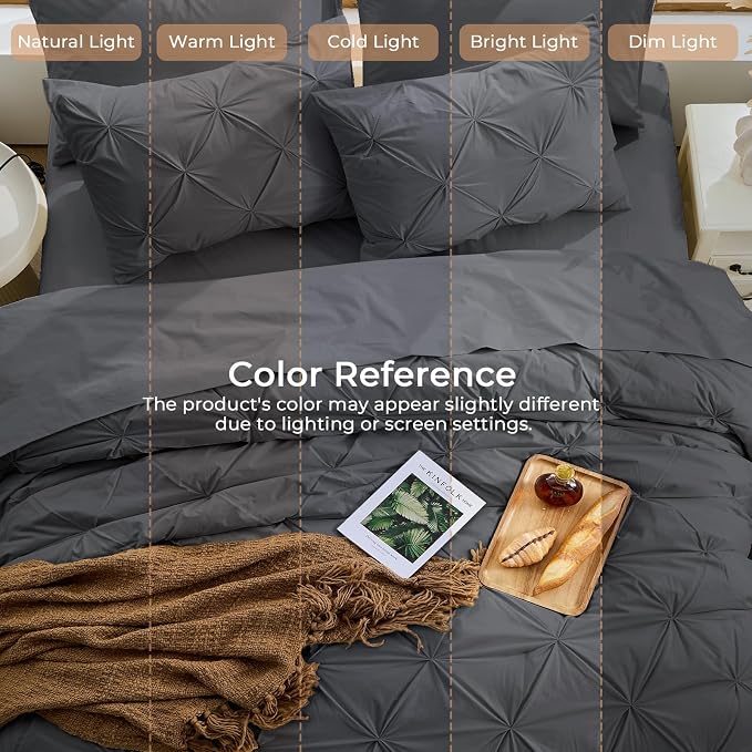 Sasttie Queen Comforter Set, 7-Piece Bed in a Bag, Pintuck Bedding Set - Image 8