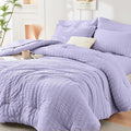 HYMOKEGE Light Purple California King Comforter Set Seersucker 7 Pieces by HYMOKEGE