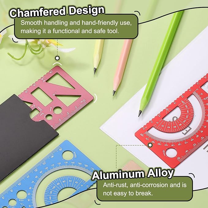 HARFINGTON Multifunctional Geometric Rulers 15cm Metric and SAE Aluminum - Image 5