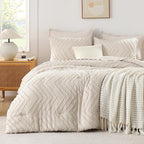 Andency King Size Comforter Set Beige, Boho Cream Soft Warm Tufted Neutral - Image 2