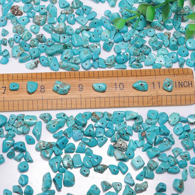 400pcs Turquoise Irregular Chip Stone Beads 5-8mm Pre-drilled Loose Beads - Image 2