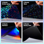 Clabby 36 Sheets Holographic Sticker Paper A4 Vinyl Holographic Laminate Sheets - Image 3