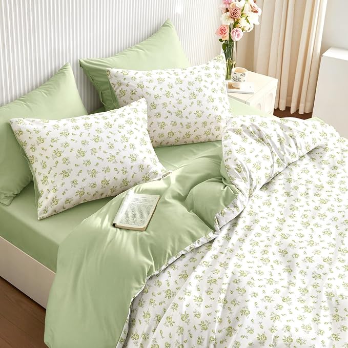 Wake In Cloud - Coquette Duvet Cover Set, Floral Cottagecore Flower Shabby Chic - Image 5