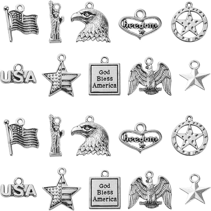 DanLingJewelry 100Pcs 10 Styles Patriotic Charms by DanLingJewelry