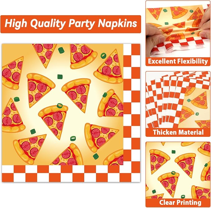 50 Guests Pizza Plates and Napkins Party Supplies Pizza Birthday Party - Image 4
