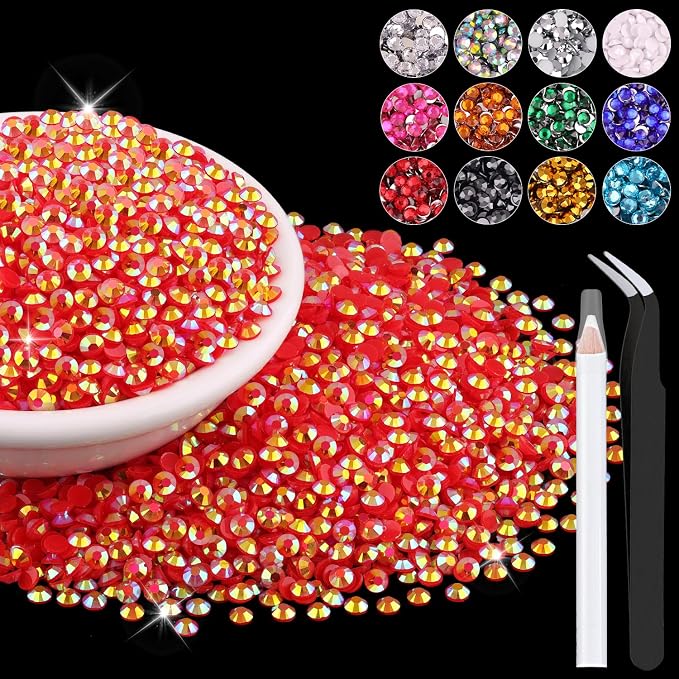 12000PCS 2mm Resin Jelly Rhinestones in Bulk, Bedazzling Flatback Crystals by BELLEBOOST