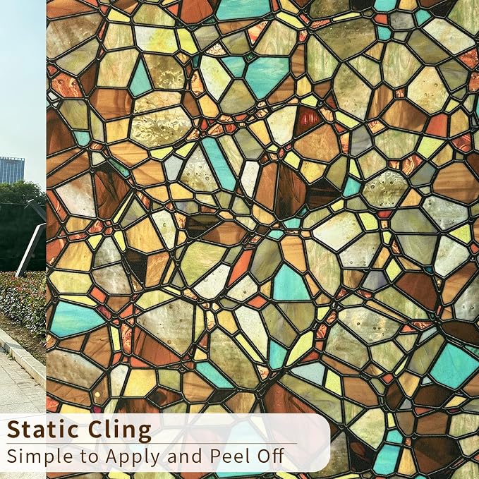 funlife Original Hand-Drawn Privacy Stained Glass Window Film, Single Sided - Image 2