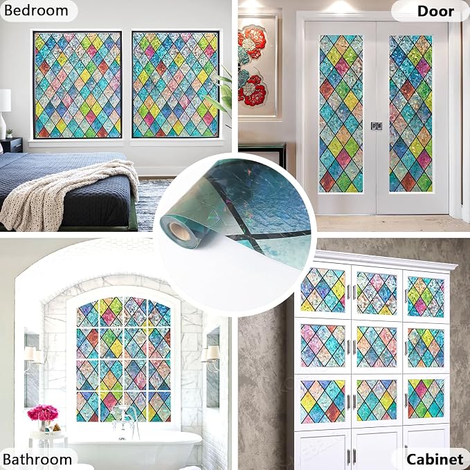 Window Privacy Film, Static Cling Stained Glass Window Film Decorative - Image 6