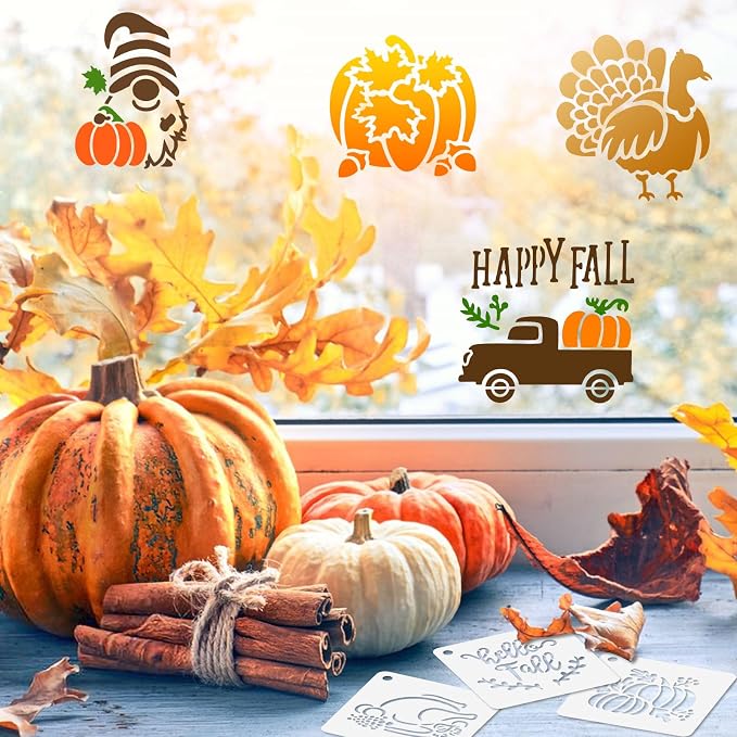 Augshy 56Pack Fall Stencils for Painting on Wood Crafts Thanksgiving Decor | - Image 5