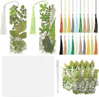 20 Sets Dried Leaves Bookmark Making Kit Transparent Bookmark DIY Projects by Afniimyapt