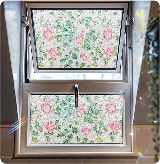Retro Flowers Window Privacy Film, Magnolia Stained Glass Decorative Window Film - Image 7