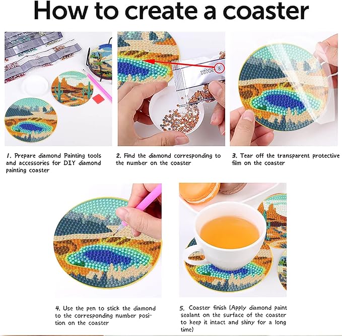 Clendo 8 Pcs National Park Diamond Art Coasters Kit - Image 3