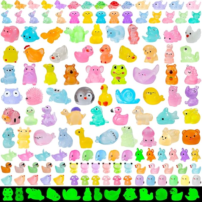 180pcs Luminous Mini Resin Animals Colorful Tiny Small Little Glow in the Dark by ywevyezc