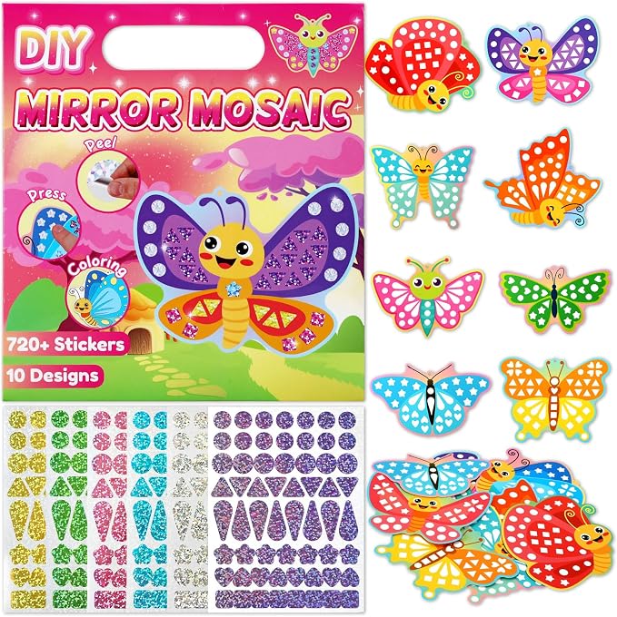 JULEASEL DIY Mirror Mosaic Butterfly Art Craft Kit Girls Toy Gift by JULEASEL