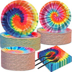 50 Guests Tie Dye Plates and Napkins Party Supplies Tie Dye Party Decorations by Qyeahkj