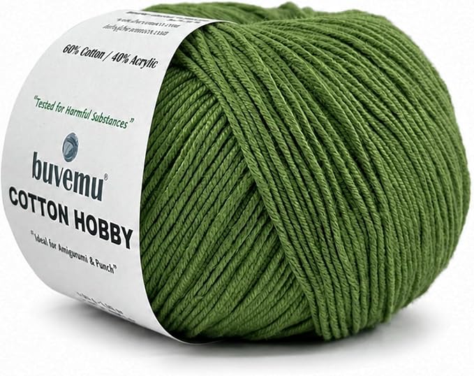 Cotton Hobby Yarn for Amigurumi Crochet & Knitting | 1.76 oz / 180 yds by buvemu