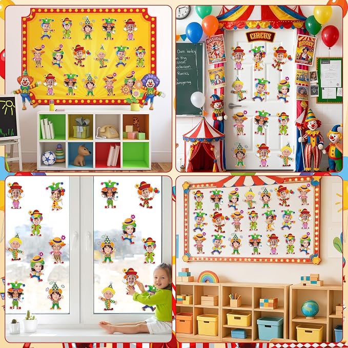 60pcs Circus Theme Cutouts Clown Juggling Bulletin Board Decorations Carnival - Image 7